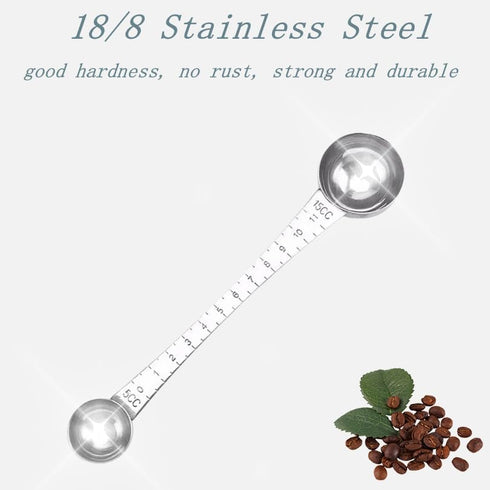 CoaGu Dual-Measure Coffee Scoop Set: 1 Tsp (5ml) & 1 Tbsp (15ml) Long-Handled Stainless Steel Scoops for Precise Coffee and Baking Measurements...