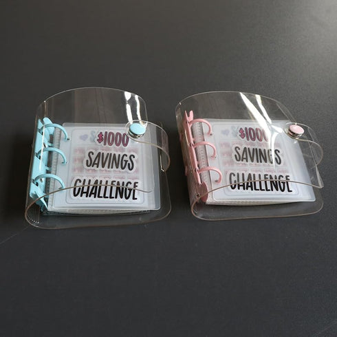 1000 Mini Binder Savings Challenge Binder,Monthly Money Savings Challenges Book with Envelopes,Budget Binder with Cash Envelopes, Blue...