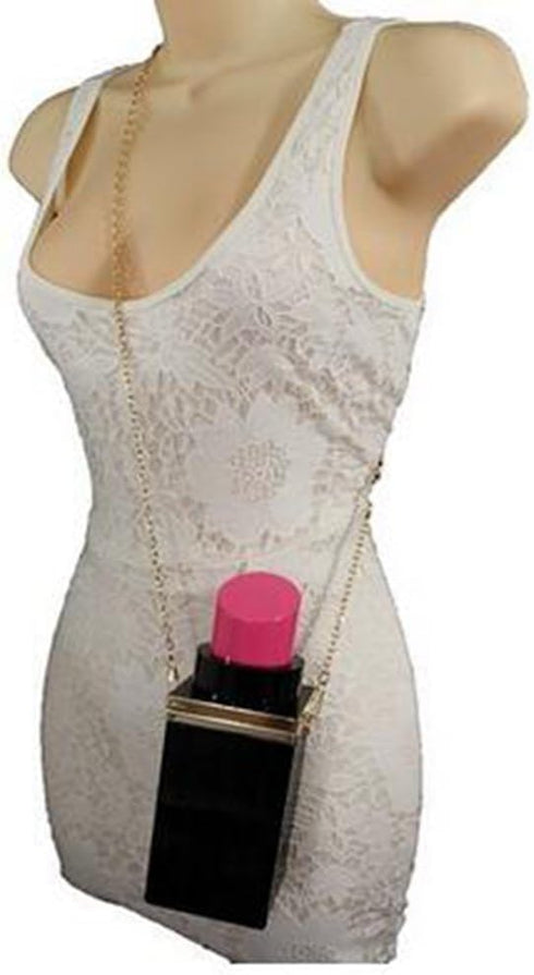 Women Acrylic Black Lipstick Shape Evening Bags Purses Clutch Vintage Banquet Handbag...