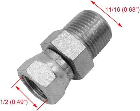 (2-PACK) 1404-06-04 Hydraulic Hose Adapter Fitting 3/8" Male (3/8"-18NPTF) × 1/4" Female Swivel (1/4"-18NPSM) SAE Straight Pipe Joints Tube Connec...