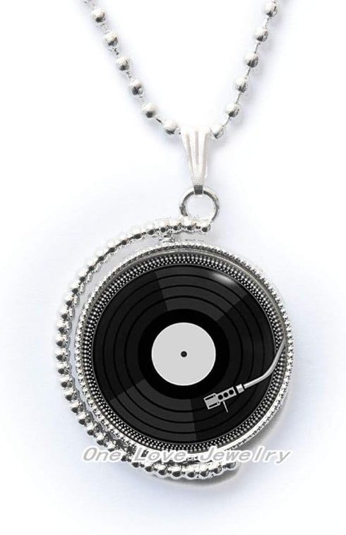 Retro Music Necklace DJ Vinyl Necklace Vinyl Record Necklace Pendant Jewelry Gift,TAP086...