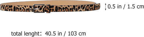 LUOZZY 2 Pcs Leopard Belts for Women Square Zebra Belt with Buckle Fashion Jeans Belts for Women...