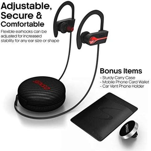 SENSO Bluetooth Headphones, Best Wireless Sports Earphones w/Mic IPX7 Waterproof HD Stereo Sweatproof Earbuds for Gym Running Workout 8 Hour Batte...
