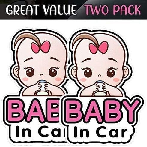 2 Pcs Baby in Car Stickers Sign and Decal for Girl Baby Car Removable Safety Notice on Board Stickers (Girl Style)...