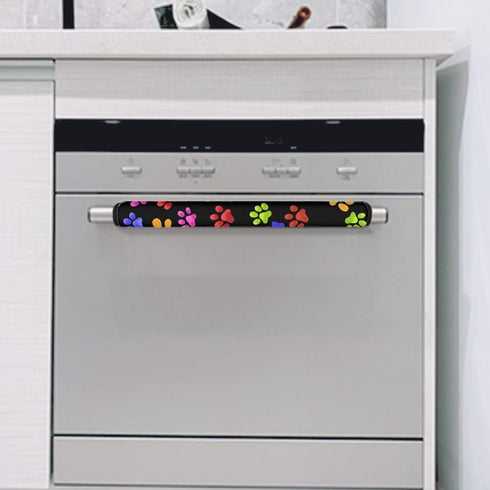 Jiueut 2 Pack Cute Colorful Paw Printed Refrigerator Handle Covers,Kitchen Appliance Handle Covers Antiskid Protector Gloves for Fridge Oven Keep Off Fingerprints,Stain