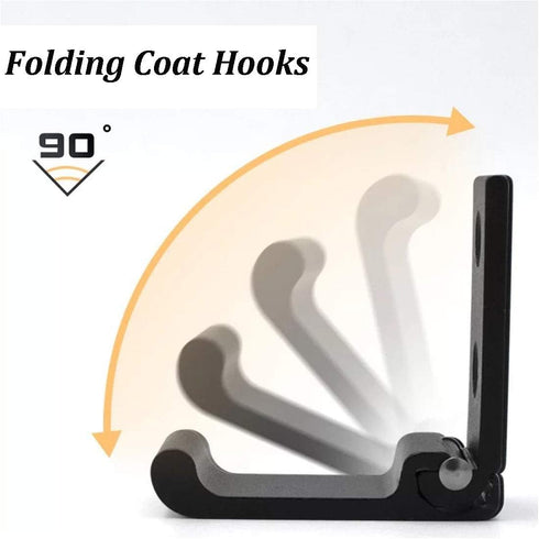 6PCS Folding Coat Hooks, Matte Black Wall Hooks for Hanging Coats Bathroom Towel Hooks Hardware Heavy Duty Aluminum Alloy Robe Hooks Wall Mounted ...