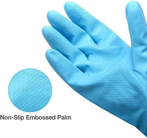 Alimat PluS 1 Pack Reusable Cleaning Gloves Latex Free (Medium), Dishwashing Gloves with Cotton Flock Liner and Embossed Palm, Waterproof Househol...