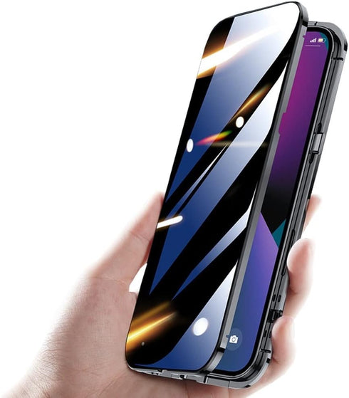 HENGHUI Lockable Anti Peeping Case for iPhone 12 Pro Max - Magnetic Glass Case with Built-in Camera Lens Protector and Privacy Screen - Black...