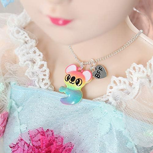 2 Best Friend Half heart Pendant Panda Koala necklace Charm Bestie Friendship jewelry girl...