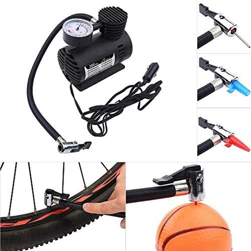 Electric Air Pump Portable Mini Air Compressor Bike Tire Infaltor Pump 12V 300 PSI Foot Pump Tyre Pumps for Cars...