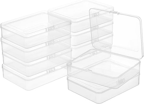 BENECREAT 10 Packs PP Plastic Bead Container Box, 4.9x3.9x1.2inch Rectangle Storage Organizer Box, Dustproof Case with Hinged Lid for Cards, Beads...