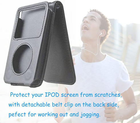 HAL V-TOP Leather Case for Apple iPod Video Classic 80G 120G 160G 60G Classic Protective with Movable Belt Clip Black...