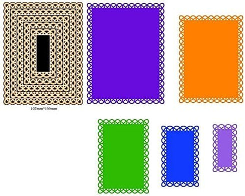 5 Pcs/Set Nested Stitched Scallop Rectangle Frame Cutting Dies,DIY Artist Metal Cutting Dies Stencils Metal Cutting Dies Scrapbooking Crafting Pap...