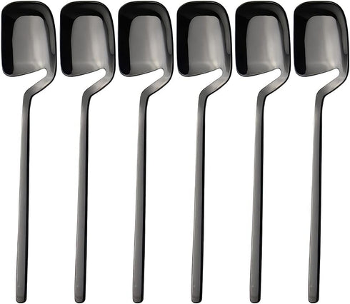 IQCWOOD Coffee Tea Spoons, 5.6 Inches Stainless Steel Small Espresso Spoons for Dessert, Ice Cream, Sugar, Tea, Set of 6 (Black)...
