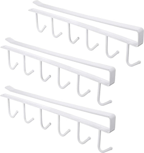 3pcs Mug Hooks Under Cabinet Mug Holder Rack,Drilling Free Coffee Cups Holder Hanger for Cups/Kitchen Utensils/Ties Belts/Scarf/Keys Storage,Fit f...