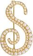 Gold Simulated Pearl Initial Letter Alphabet Brooches Pin Women Gifts Jewelry...