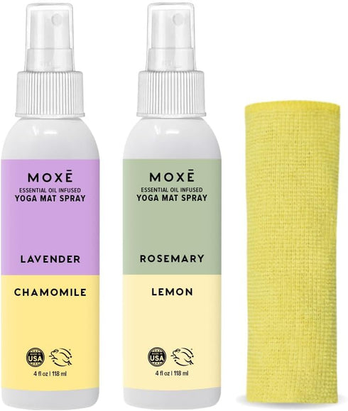 MOXE Yoga Mat Cleaner, 4 Ounces (Lavender Chamomile & Rosemary Lemon, 1 Each)...