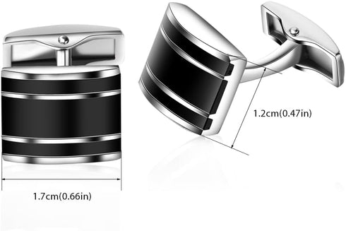 HONEY BEAR Rectangle Cufflinks for Mens Steel for Business Wedding Gift Black...
