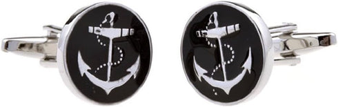 Anchor USN Pair Cufflinks in a Presentation Gift Box & Polishing Cloth...