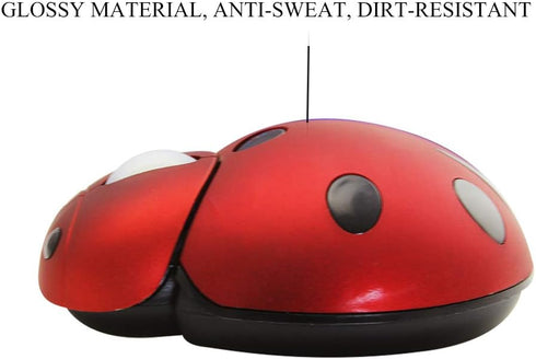 elec Space Mini Small Wireless Mouse for Kids, Cute Animal Ladybug Shape 3000DPI Portable Mobile Optical Mouse with USB Receiver Cordless Mouse fo...