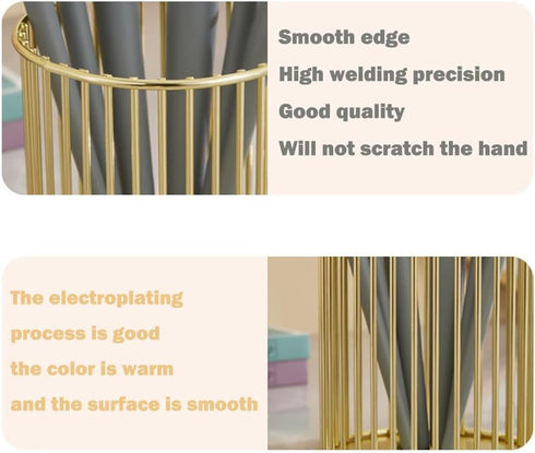 2Pcs ( Square + Circle ) Post Note Holder + Pen Holders,Gold Metal suit for Desk Memo?tableware?flowers?marker pencil Storage,Home Office Supplies...