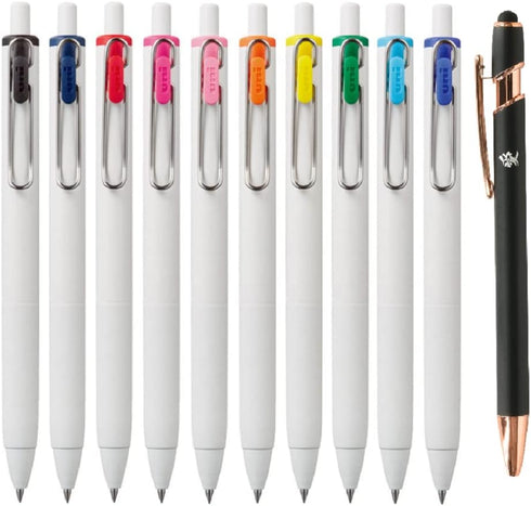 Uni-Ball One Gel Ink 0.5mm Ballpoint pen 10 Colors Set UMNS05-10C Japan import With Original Stylus Ballpoint Touch Pen......