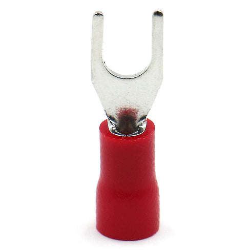Baomain Red Insulated Fork Spade Wire Connector Electrical Crimp Terminal 16-22AWG #8 USA Screw (200PCS)...