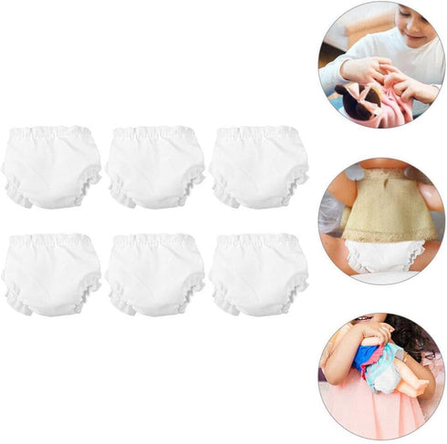 NUOBESTY White Doll Diapers Baby Doll Underwear for Baby Adjustable Doll Underpants Doll Diapers Reusable 6pcs...