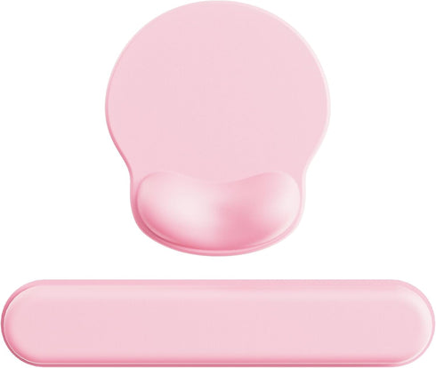 Ergonomic Mouse Pad Wrist Support Set, Memory Foam Keyboard Wrist Rest Set, Relieve Wrist Pain Keyboard Pad, Non-Slip Base Mousepad(Pink Set)...