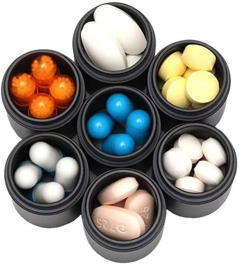 2 PCS Metal Travel Pill Organizer Large - Rainbow Weekly Pill Case +7 Day Pill Organizer-Waterproof Pill Box Container - Compact and Durable Medic...