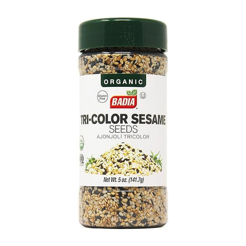 Badia Organic Tri-Color Sesame Seeds 5 oz – Nutty and Crunchy Blend of White, Black & Toasted Sesame Seeds...