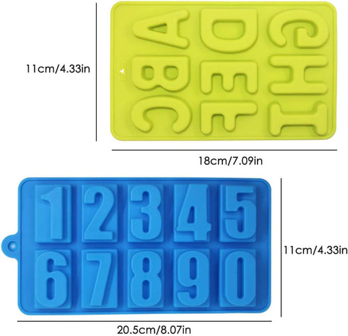 4 Pcs Silicone Numbers Alphabets Trays Molds, FineGood 26 letters & Numbers Candy Mould Biscuit Chocolate DIY Baking Pans Ice Cube Making Trays -g...