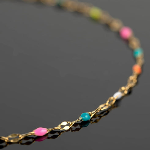 UMAOKANG 16.4ft/5m Gold Plated Stainless Steel Chains Bulk Mixed Color Enamel Bead Chain Spool for Jewelry Making with Jump Rings and Lobster Clas...