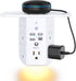 Wall Outlet Extender with Shelf and Night Light,Surge Protector,USB Wall Charger with 5 AC Outlets and 3 USB Ports 1 USB C Outlet Wide Space 3-Sid...