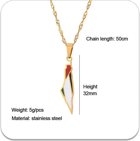 PEAS Fashion Jewelry Israel Necklace Stainless Steel Palestine Map Pendant Necklace...