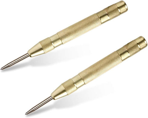 2 Pack Automatic Center Punch, Pamiso 5.1 Inch Spring Loaded Drill Punch Tool,Brass Window Spring Punch Tool, Fixed Point & Car Window Glasses Bre...