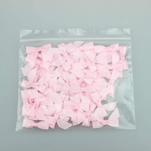 7Rainbows 50pcs Boutique 1.5" Pink Satin Ribbon Mini Bows for Craft Sewing Scrapbooking Wedding and Gift Wrapping...