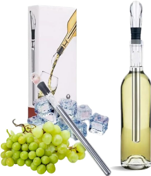 Wine Chiller Stick, Stainless Steel Wine Cooler Stick Chills Wine & Keeps It Cool, Rapid Bottle Chilling Rod for Cooling & Aerating, Iceless Wine ...