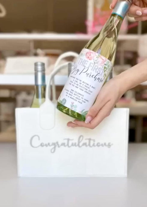 Milestone Wine Labels and Gift Bag: 6 Bottle Congratulations Wedding Wine Crate with Wedding Milestone Stickers (Wine Labels and Case)...