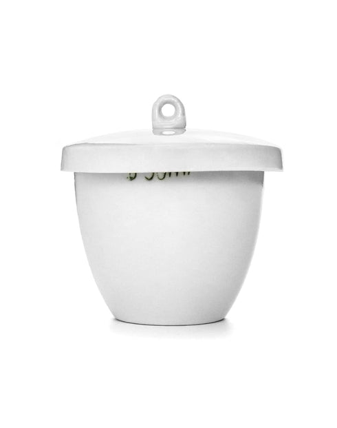 QWORK Lab Porcelain Crucible with Lid, 2 Pack, 50ml Capacity, White, Smooth Surface, for Laboratory School to Heat Chemical Compounds...