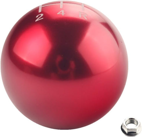 DEWHEL JDM Round Ball Billet Weighted Five-Speed 5 Speed MT Manual Gear Stick Shifter Shift Knob M10 x 1.5 Screw On for Honda Acura (Red)...