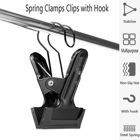 Backdrop Spring Clamps With Hook- 2 Pack of 4" Heavy Duty Clips for Photography Background Stands, Woodworking & Home Improvement Projects...