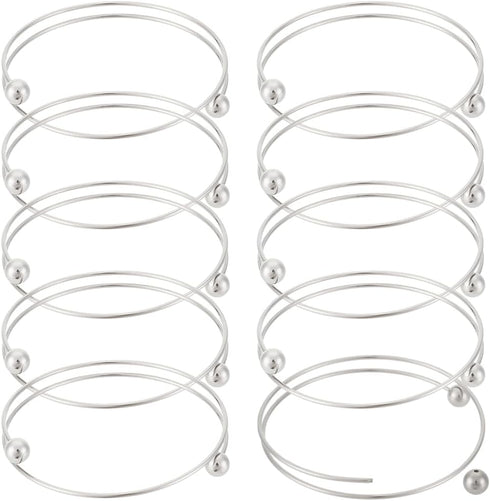 PH PandaHall 10pcs Stainless Steel Wire Bracelet Adjustable Bangle Bracelet Blank Cuff Bracelet with Removable Ball Bead Expandable Blank Bangle B...