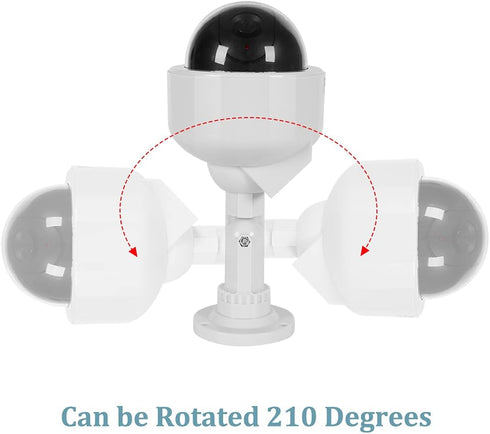 Solar Powered Dummy Fake CCTV Security Dome Camera with Flashing Red LED Light & Warning Security Alert Sticker Decal, Indoor/Outdoor Use...