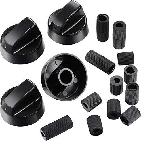Jetec 4 Pack Control Knobs Replacement with 12 Adapters for Oven/Stove/Range, Please Check Carefully Whether The Dimensions in Figure Match(Black)...