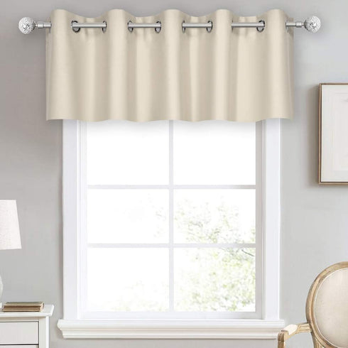 DECOVSUN Light Beige Grommet Valance for Kitchen Blackout Curtain Cream Ivory Valance for Living Room Short Straight Drape for Bedroom Kids Room 7...