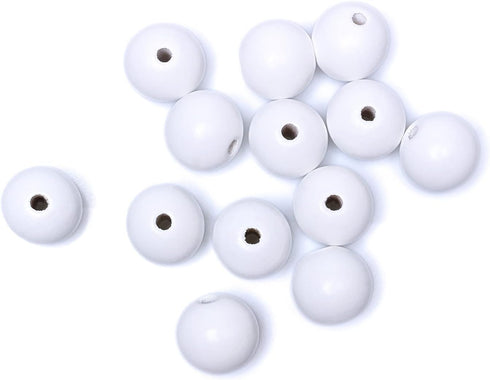 White Wood Beads 25mm, Smooth Painted Loose Beads Spacer Beading Supplies for Farmhouse Beads Craft, 50Pcs(4.5mm hole)...