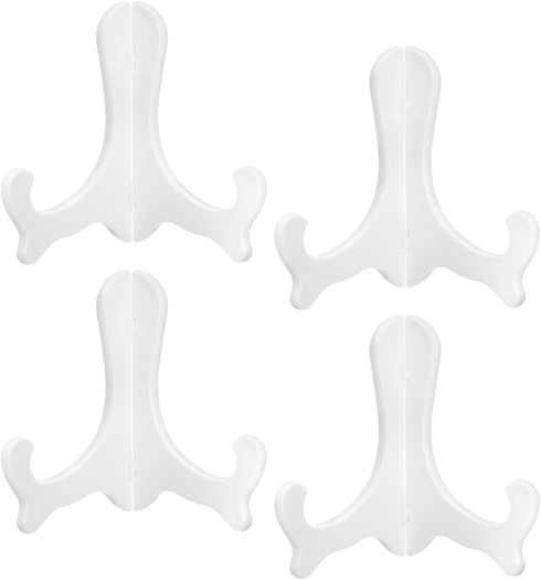 uxcell 4pcs 6" Easel Plate Holder, Plastic Folding Display Stand White for Decorative Picture Frame...