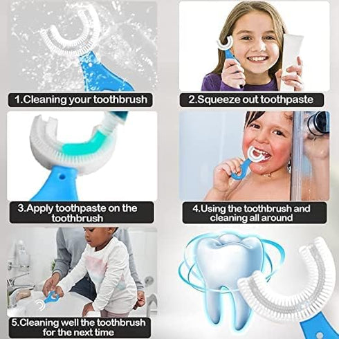 U Shape Toothbrush Kids, U-Shaped Convenient Tooth Wash Cleaning Brush Oral Care ,Kids Toothbrush U-Shaped Soft Silicone, 360° Whole Mouth Manual ...