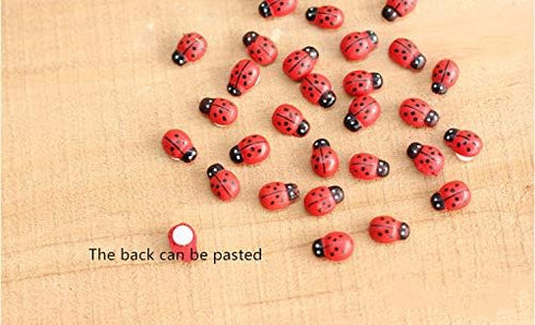 100 pcs Wooden Ladybug Garden Stones - Decorative Outdoor Ornaments - Garden Decoration for Vegatable and Flower Beds...
